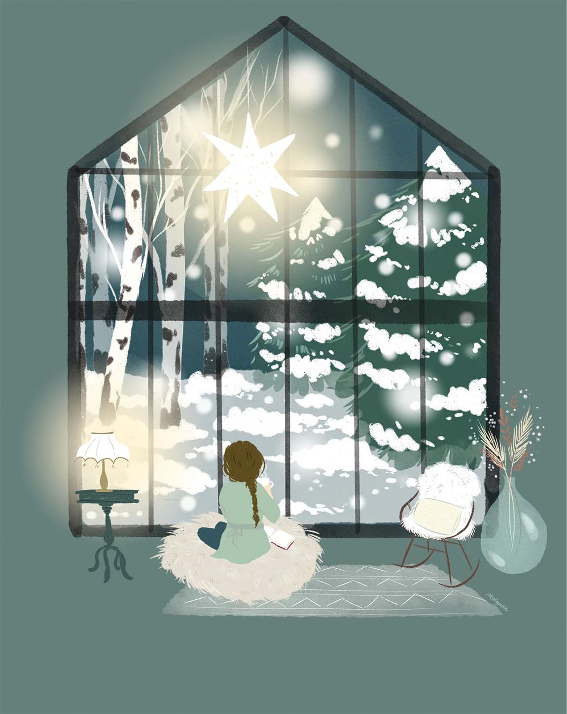 Charte graphique aquarellée d’Un hiver dans ma tanière, planche 2