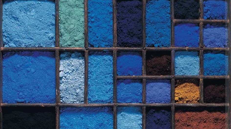 Palette de pigments bleu indigo