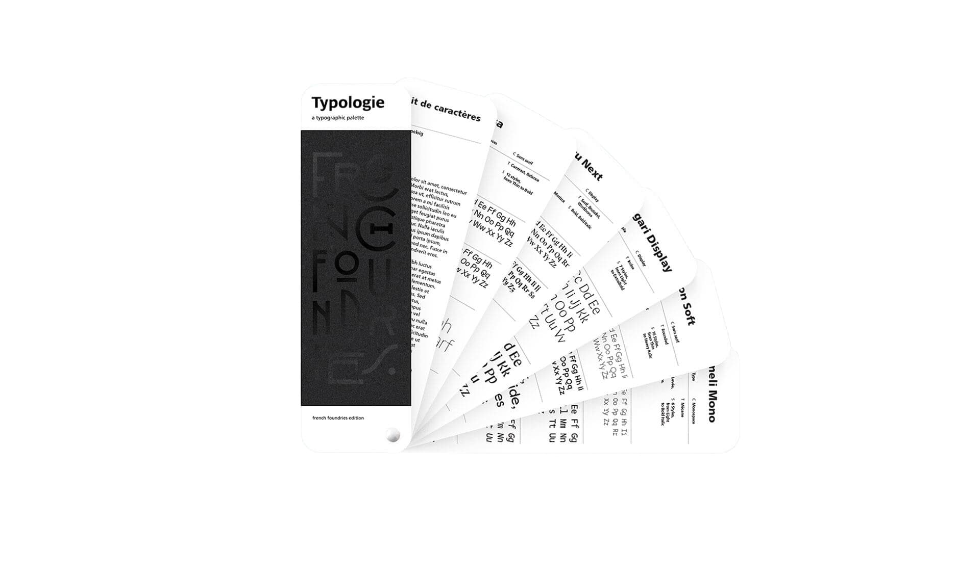 Le nuancier typographique Typologie du studio Recto-Verso, recto et verso