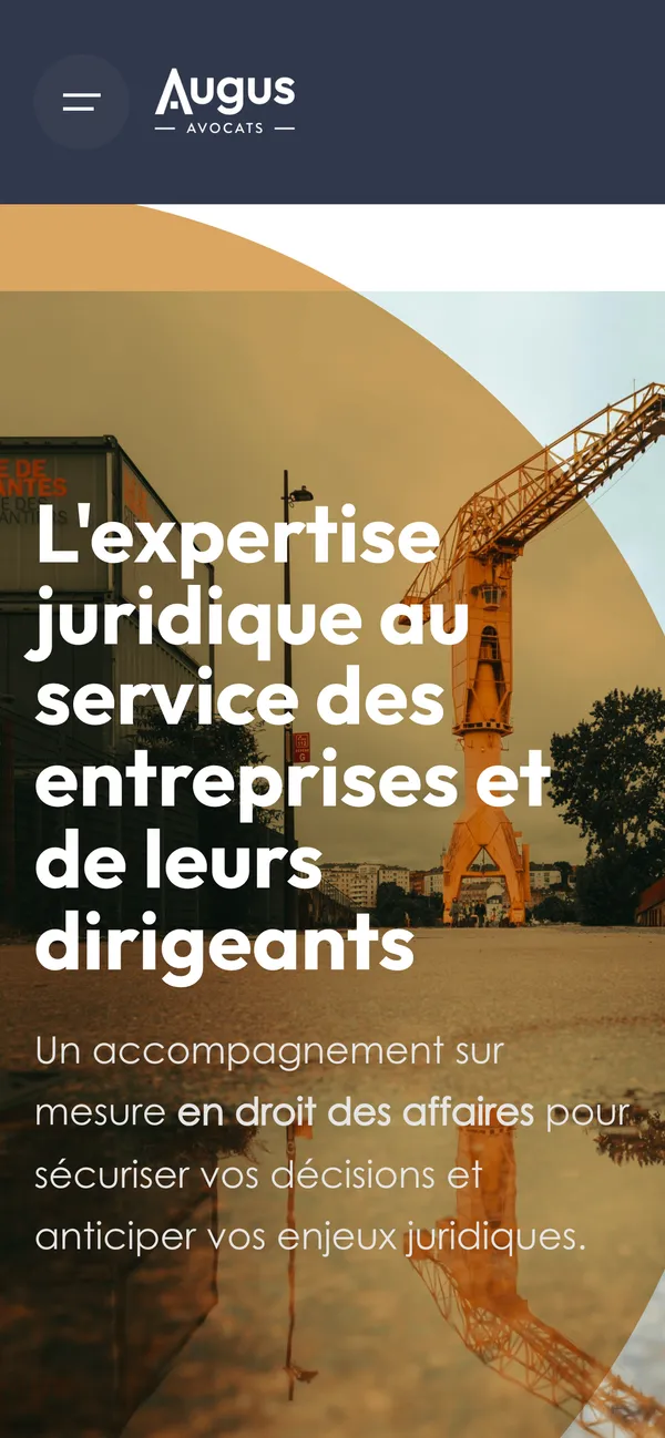 Le site de Augus Avocats sur téléphone