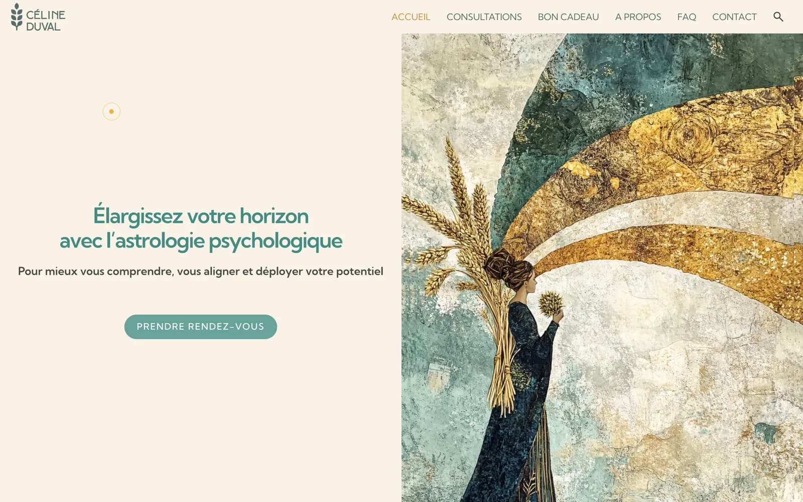Page d'accueil du site internet de Céline Duval (celineduval.fr) sur ordinateur, webdesign Studio Citron Sorbet et développement L'enfant Sauvage