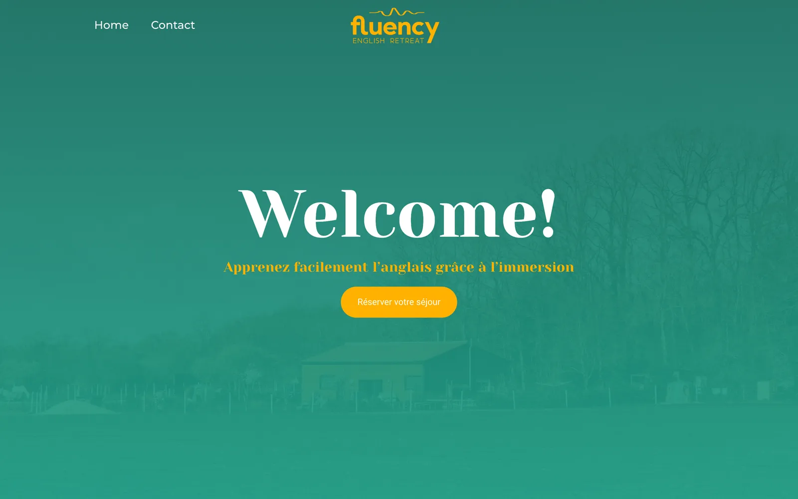 Page d'accueil du site internet de Fluency (fluency-retreat.fr) sur ordinateur, webdesign Studio Citron Sorbet et développement L'enfant Sauvage