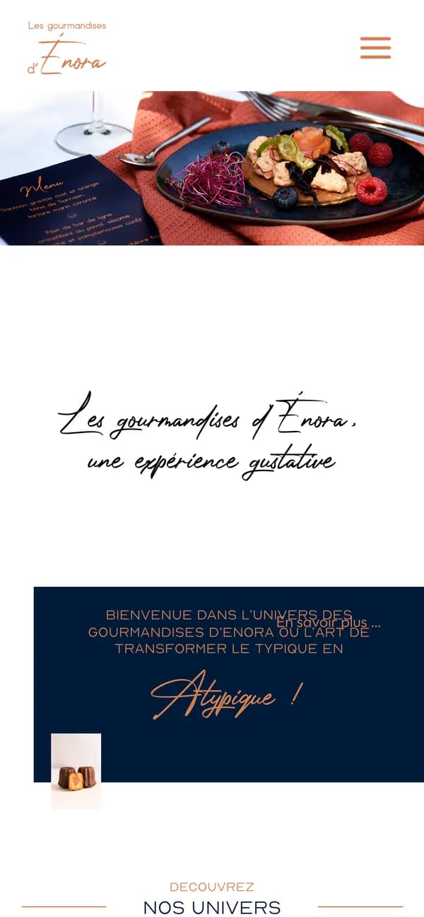 Le site de Les Gourmandises d'Énora sur téléphone